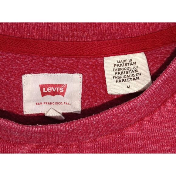 Levi Strauss Red Script Logo Crew Neck Sweatshirt Size M Casual Skater Weekend - Picture 3 of 3